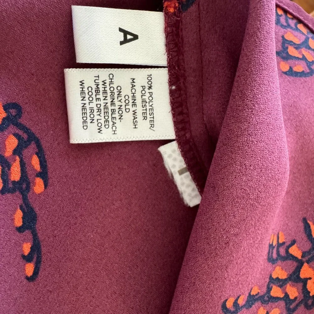 Loft Maroon Print Long Sleeve Utility Button Shirt - Picture 4 of 4